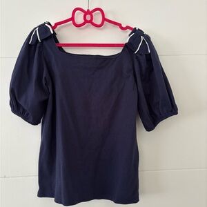 Janie and Jack Navy Blue Puff Sleeve Top